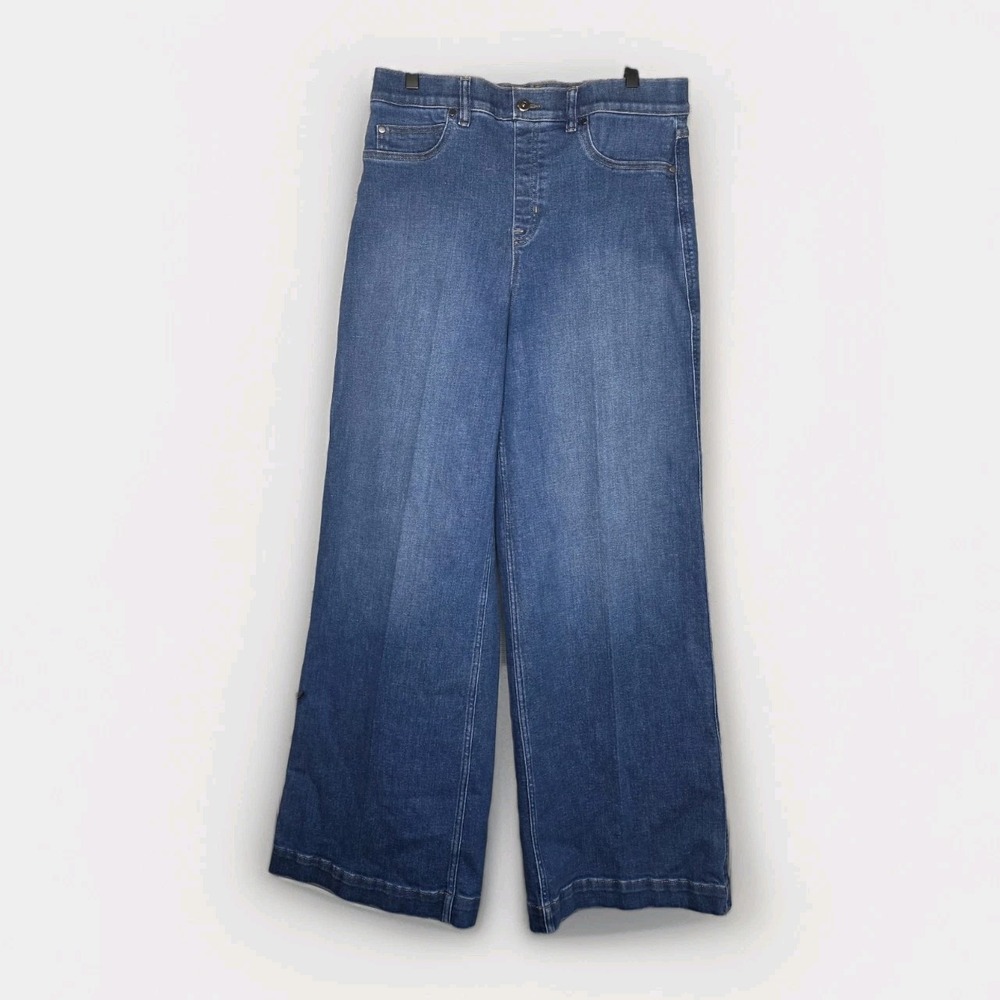 Spanx Everywear Wide Leg Jeans Women's Medium Stone washed Blue Casual Wear XL